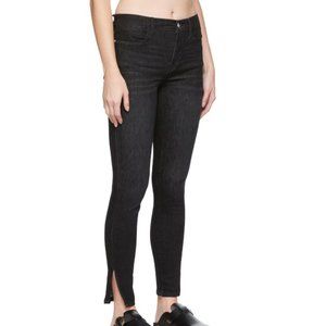 FRAME Black Le High Skinny Jeans Black Denim Ankle Slit, size 29